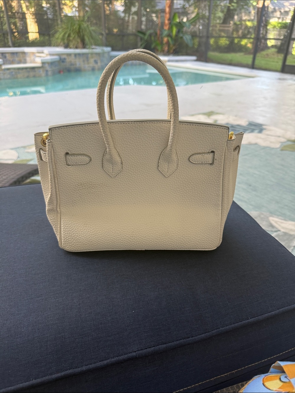 Luxury Cream Satchel Handbag with Gold Hardware - Picture 2 of 4
